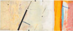 Carlo Ramous dipinto 1999 strade, muri stanchi e una finestra infuocata 50x118,5